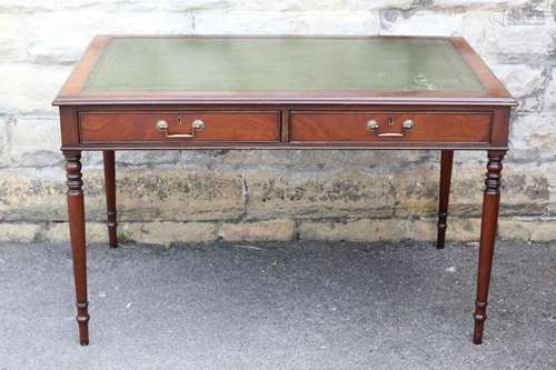 A Lady's Edwardian Writing Desk, with green leather gilt insert, approx  72 d x 117 w x 73 h cms, on turned legs