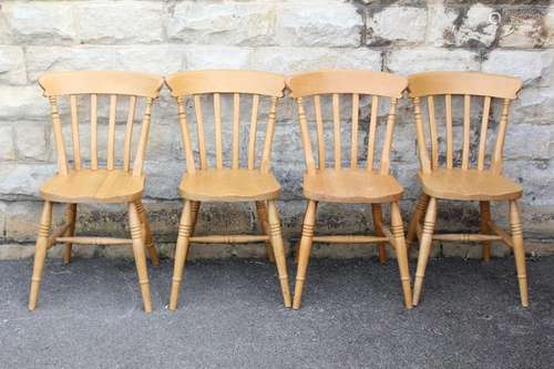 Four Heavy Oak Kitchen Chairs