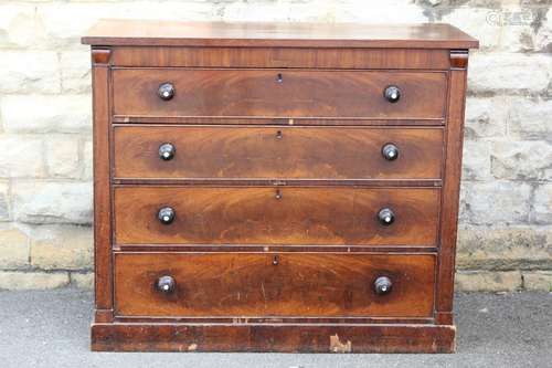 A Mahogany Chest of Drawers, four long drawers, approx 108h x 127 l x 55 d cms