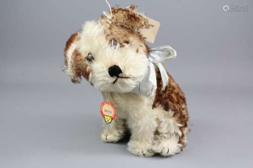 A Vintage 1950's 'Molly' Steiff Teddy, modelled as a seated dog, glass eyes and thread nose