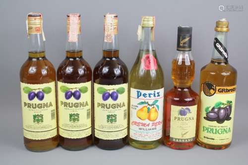 Five Bottles of Prugna Liqueur; together with 1 x Pear Liqueur