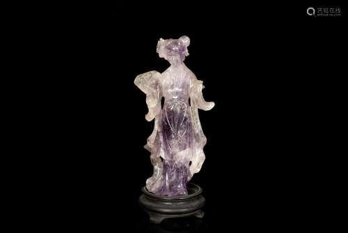 A BEAUTIFUL AMETHYST CARVING OF GUANYIN