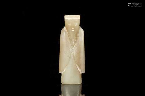 A YELLOW JADE CARVING OF AN OLD MAN