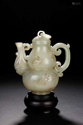 CELADON WHITE JADE DOUBLE GOURD EWER