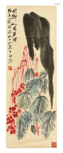 QI BAISHI: INK AND COLOR ON PAPER PAINTING 'FLOWERS'