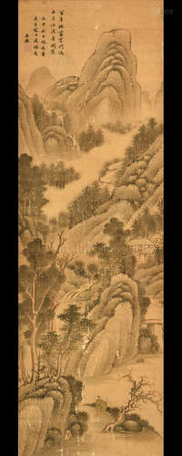 WANG JIAN: INK ON SILK PAINTING 'MOUNTAIN SCENERY'