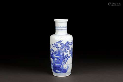 A RARE BLUE AND WHITE ' PEONY' VASE