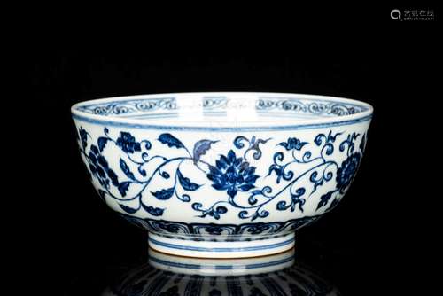 A BLUE AND WHITE 'LOTUS' BOWL