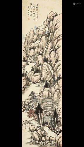 FAN ZENGXIANG: INK AND COLOR ON PAPER PAINTING 'LANDSCAPE SCENERY'