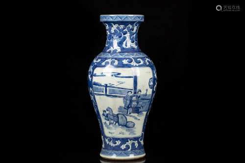 A BLUE AND WHITE 'FIGURE' VASE