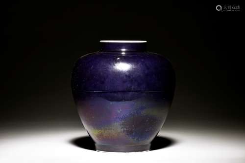 BLUE AND PURPLE GLAZED JAR