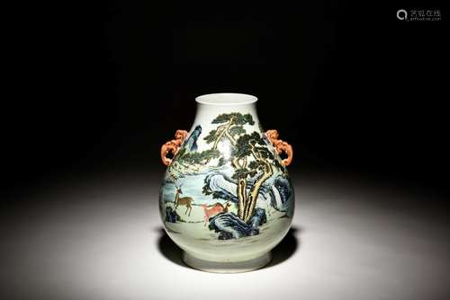 FAMILLE ROSE 'HUNDRED DEER' JAR