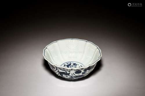 BLUE AND WHITE 'POND SCENERY' BOWL