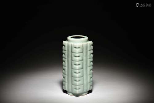 LONGQUAN WARE ARCHAIC CONG STYLE VASE