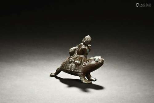 BRONZE CAST 'LIU HAI & TOAD' PAPERWEIGHT