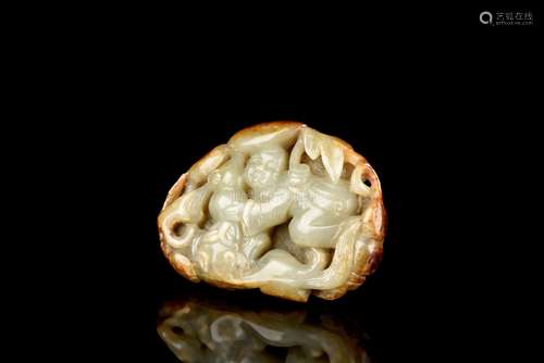 WHITE JADE CARVED 'CHILD' ORNAMENT