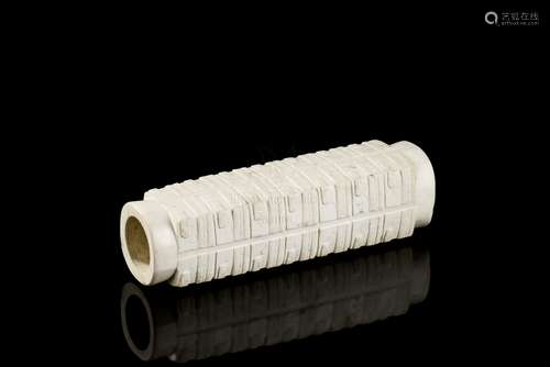 CHICKEN-BONE WHITE JADE CARVED ORNAMENT, CONG