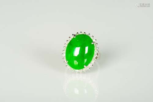 A JADEITE AND DIAMOND RING