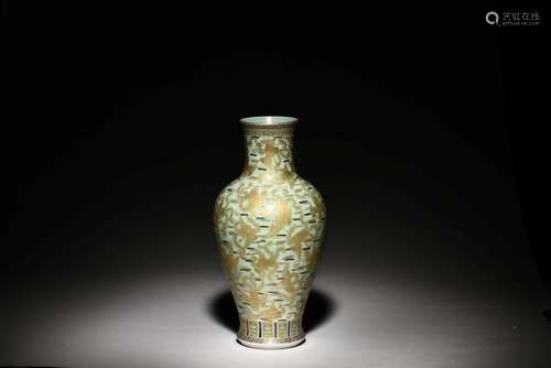 GILT AND TEAL GROUND 'PHOENIX' VASE