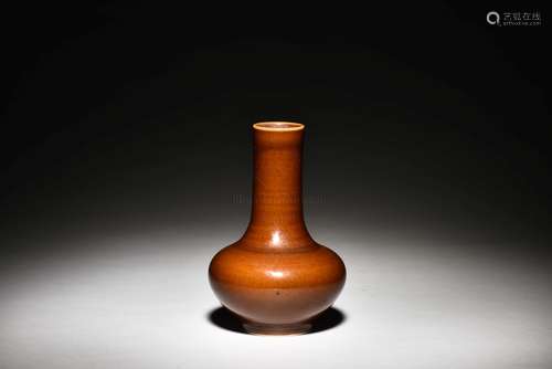 BROWN GLAZED BOTTLE VASE