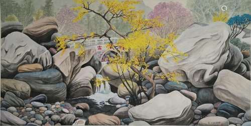 CHINESE INK AND COLOR LANDSCAPE PAINTING, WU GUANZ