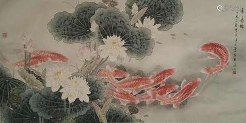 CHINESE INK AND COLOR PAINTING OF GOLDFISH, WU QIN