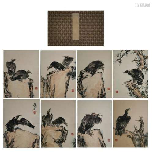 CHINESE PAINTING ALBUM OF EAGLES, PAN TIANSHOU