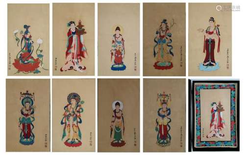 CHINESE BUDDHIST FIGURE PAINTINGS, SET OF 10, ZHAN