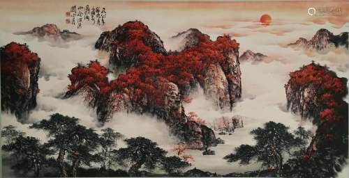 CHINESE INK AND COLOR LANDSCAPE PAINTING, GUAN SHA