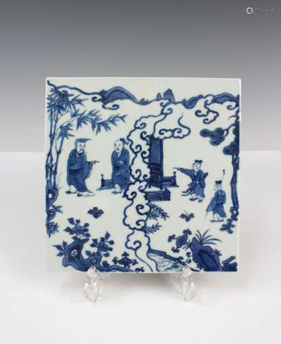 CHINESE BLUE WHITE PORCELAIN PLAQUE