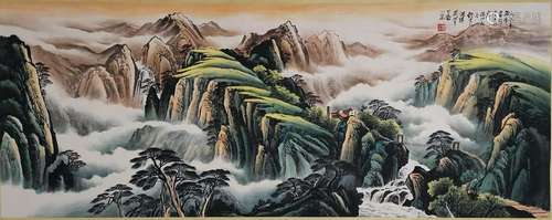 CHINESE INK AND COLOR LANDSCAPE PAINTING, GUAN SHA