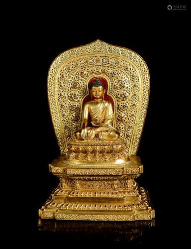 CHINESE GILT BRONZE FIGURE OF BUDDHA