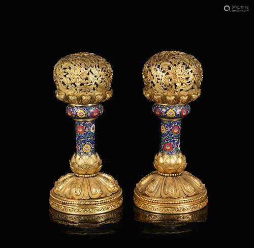 CHINESE CLOISONNE CENSERS, PAIR