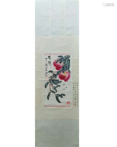 CHINESE INK AND COLOR PAINTING OF PEACH, QI BAISHI