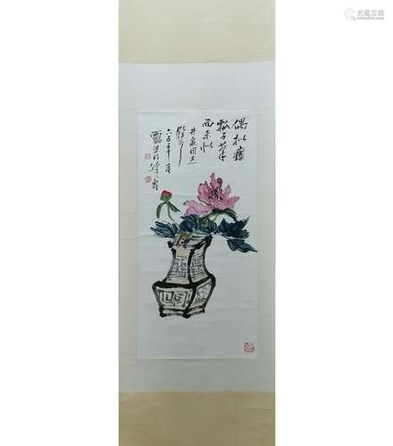 CHINESE INK AND COLOR PAINTING OF FLOWERS, PAN TIA