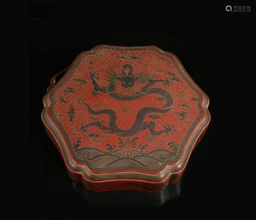 CHINESE CINNABAR LACQUER DRAGON COVER BOX