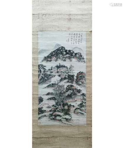 CHINESE INK AND COLOR LANDSCAPE PAINTING, HUANG BI