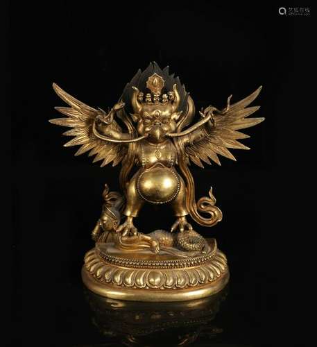 CHINESE GILT BRONZE FIGURE OF GARUDA