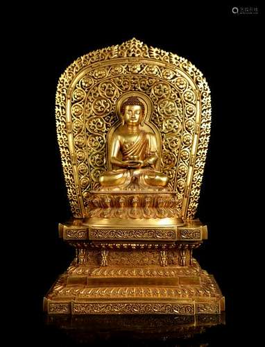 CHINESE GILT BRONZE FIGURE OF BUDDHA