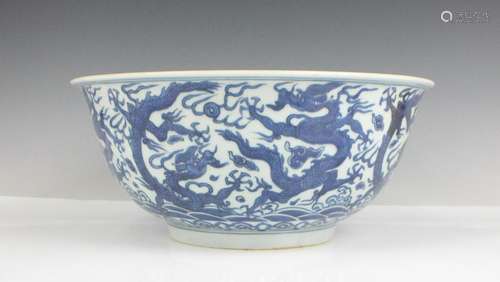 CHINESE BLUE WHITE DRAGON PORCELAIN BOWL