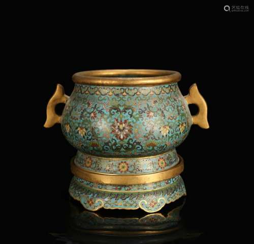 CHINESE CLOISONNE CENSER WITH MARK