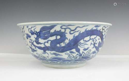 CHINESE BLUE WHITE DRAGON PORCELAIN BOWL