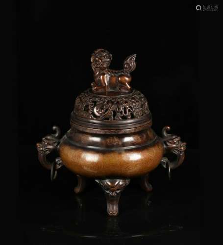 CHINESE BRONZE FOOLION COVER CENSER