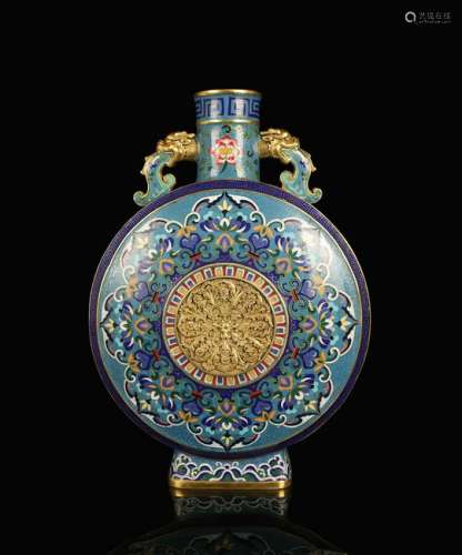 CHINESE CLOISONNE MOON FLASK VASE