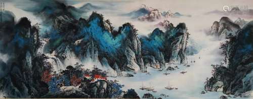 CHINESE INK AND COLOR LANDSCAPE PAINTING, ZHANG DA