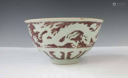 CHINESE IRON RED UNDERGLAZE PORCELAIN BOWL