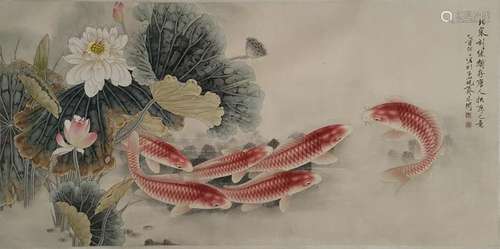 CHINESE INK AND COLOR PAINTING OF GOLDFISH, YU FEI