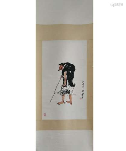 CHINESE INK AND COLOR PAINTING OF FIGURINES, PAN T