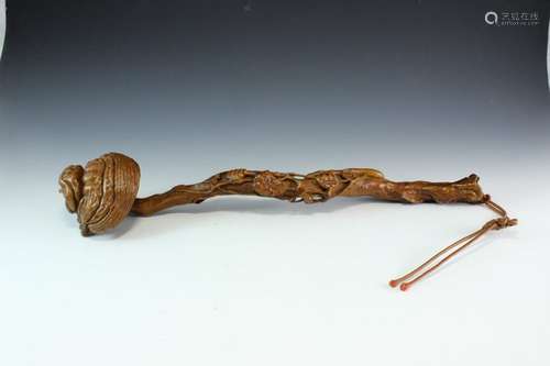 A Box Wood Carving Ruyi Scepter