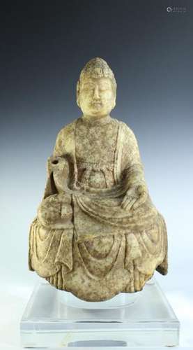 Tang Dynasty of White Marble Figure Buddha sitting